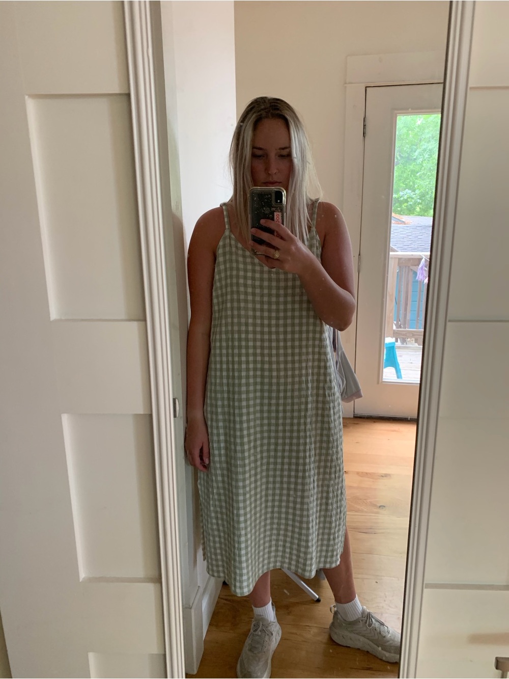 Universal Thread Green Gingham Slip Dress with Spaghetti Straps